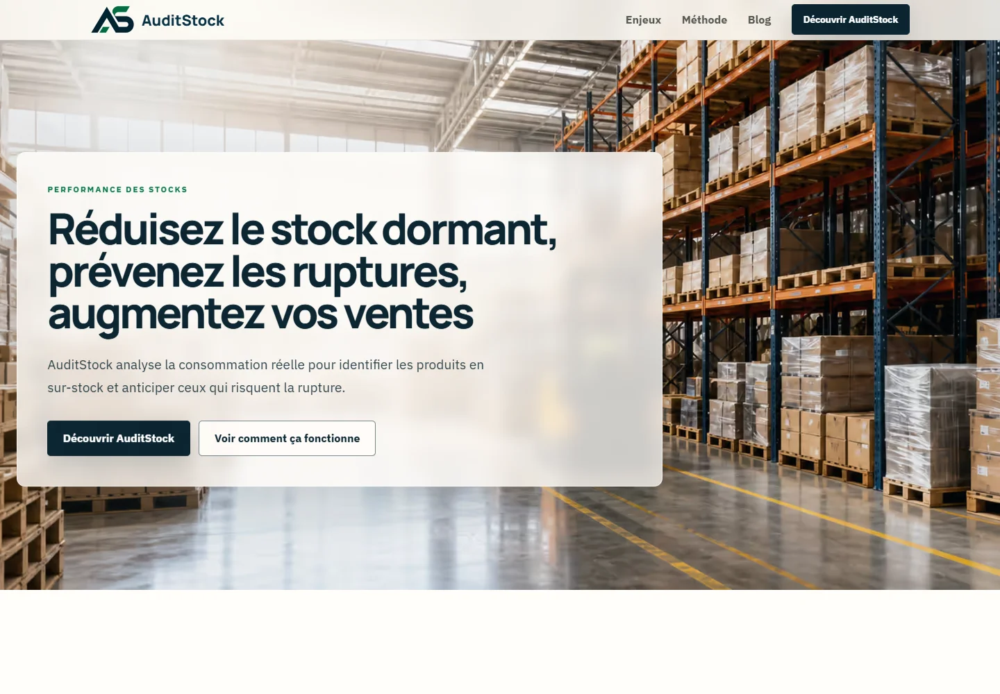 AuditStock : analyse du stock dormant et des risques de rupture